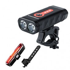 TANSOEN USB Rechargeable Bicycle Light Front and COB TAIL LIGHT Set  1800 Lumens LED Lamp Bike Headlight -【Upgrade Front Bike Light Base】Bicycle Light Waterproof 5 Light Modes for Road Cycling Safety - B07FY3148R